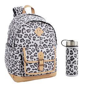 Northfield Black/White Leopard Backpack &amp; Slim Water Bottle Bundle