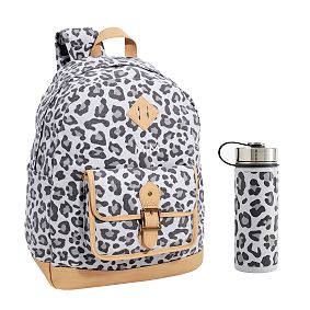 Northfield Black/White Leopard Backpack &amp; Slim Water Bottle Bundle