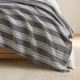 Waffle Weave Stripe Bed Blanket