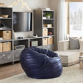 Large Navy Puffer Bean Bag Chair