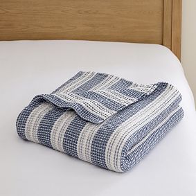 Waffle Weave Stripe Bed Blanket