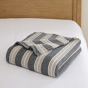 Waffle Weave Stripe Bed Blanket