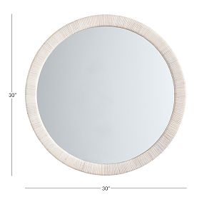 Whitewash Coastal Rattan Round Mirror (30")