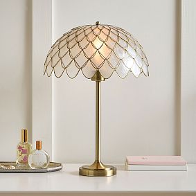 Gold Scallop Capiz Table Lamp (21")