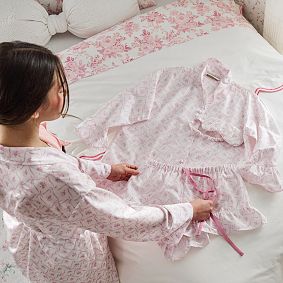 LoveShackFancy Floral Trellis Sateen Pajama Set