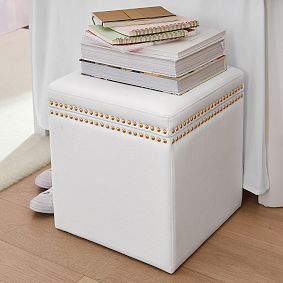 Square Storage Ottoman with Nailheads