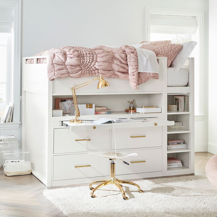 loft bed with dresser Maxtrix Full Low Loft Bed with Straight Ladder, Storage + Desk main image 1