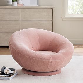 Rustic Chenille Misty Rose Groovy Swivel Chair
