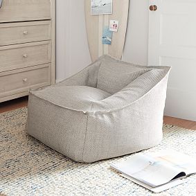 Large Bouclé Twill Gravel Modern Bean Bag Lounger