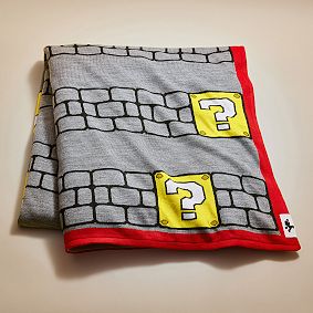 Super Mario Question Mark Block Knitted Throw