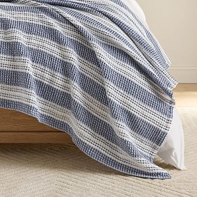 Waffle Weave Stripe Bed Blanket