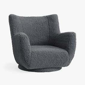 Open Box: Lennon Low Swivel Lounge Chair - Sherpa Charcoal