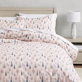 Open Box: Winter Wonderland Flannel Duvet Cover, Full/Queen - Blush Multi