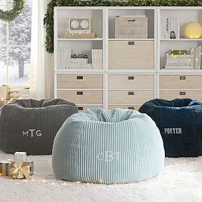 Large Chamois Porcelain Blue Bean Bag Chair