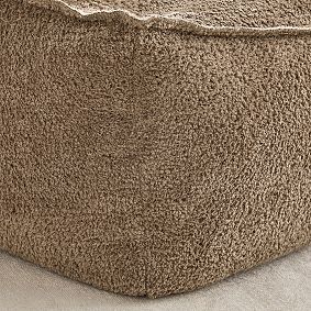 Large Low Pile Faux Fur Light Brown Modern Bean Bag Lounger