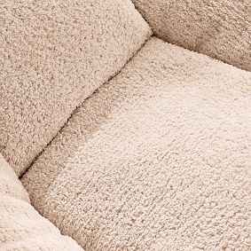 Large Low Pile Faux Fur Pale Blush Modern Bean Bag Lounger