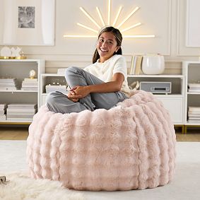 Large Marshmallow Faux Fur Pink Bean Bag Chair