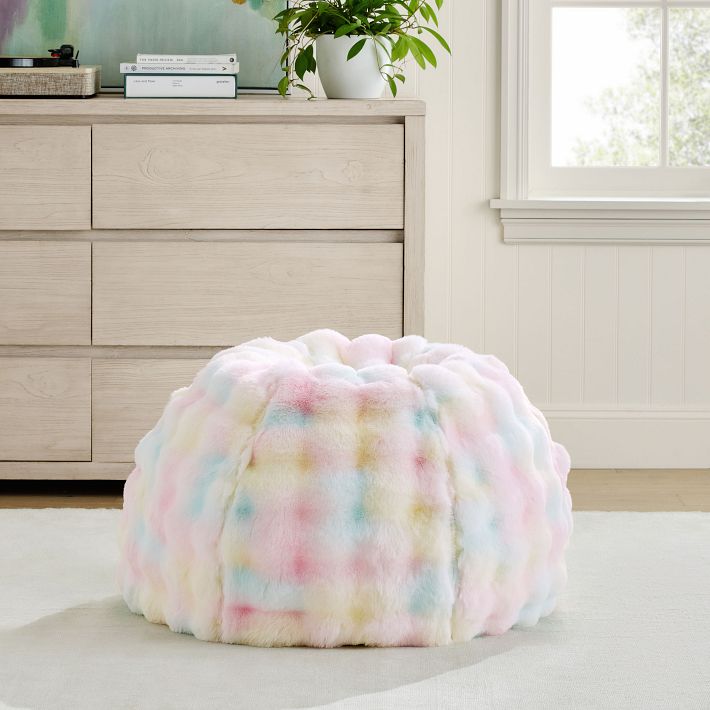 Marshmallow Faux Fur Tie-Dye Bean Bag Chair | Pottery Barn Teen