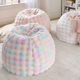 Marshmallow Faux Fur Tie-Dye Bean Bag Chair Collection
