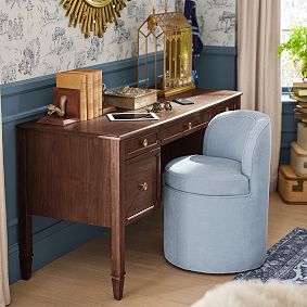 Piped Swivel Vanity Chair with Storage