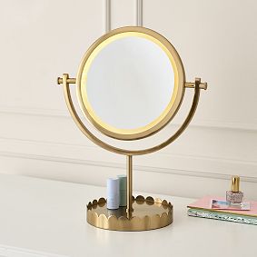 Open Box: Scallop Light-Up Vanity Desktop Mirror - Gold
