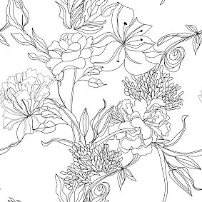 Coquette Black &amp; White Floral Wallpaper Samples