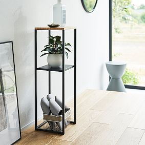 Wood &amp; Metal Two-Tier Storage End Table (10")