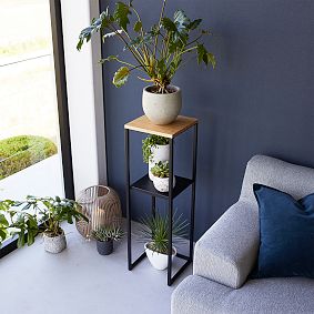 Wood &amp; Metal Two-Tier Storage End Table (10")