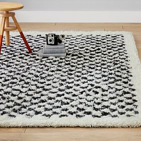 Checkered Wool Rug - Charcoal
