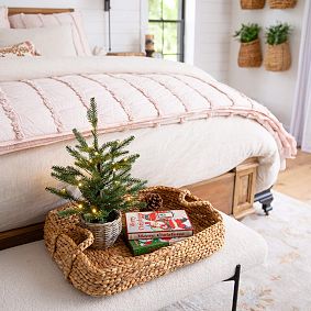 Tabletop Pre-lit Christmas Mini Tree in Basket (1.5 Ft.)