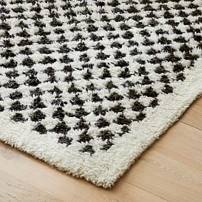 Checkered Wool Rug - Charcoal
