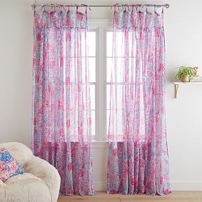 Lilly Pulitzer Isla De Coco Floral Tie Top Sheer Curtain