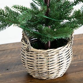 Tabletop Pre-lit Christmas Mini Tree in Basket (1.5 Ft.)