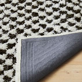 Checkered Wool Rug - Charcoal