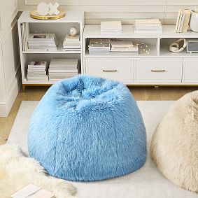 Large Sparkle Faux Fur Glacier Bean Bag Chair Slipcover Only