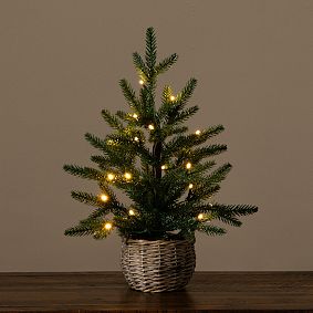 Tabletop Pre-lit Christmas Mini Tree in Basket (1.5 Ft.)