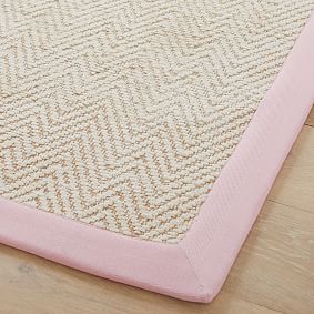 Thick Border Chenille Jute Rug - Light Pink