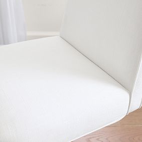 Performance Linen Blend White Piped Desk Chair