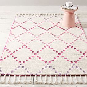 Tonal Lattice Wool Rug - Warm Multi