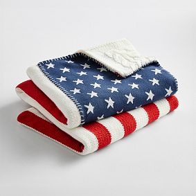 Americana Cable Knit Throw Blanket