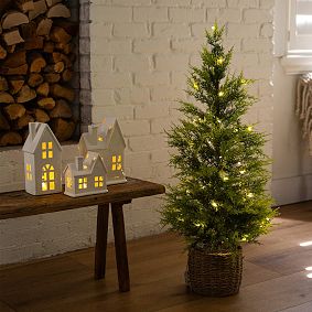 Pre-Lit Cypress Christmas Tree in Decorative Basket (3 Ft.)