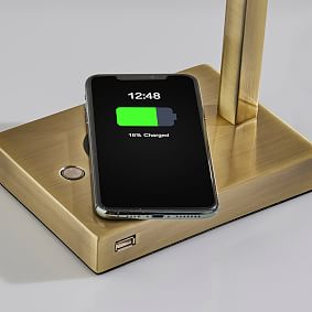 Greene Table Lamp with Charging Pad and USB (16")