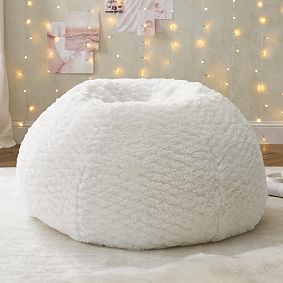 Large Cloud Faux Fur Ivory Bean Bag Chair