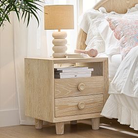 Ceramic Bubble Table Lamp with Woven Shade (18")