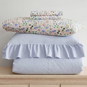 Chambray Ruffle Duvet &amp; Rifle Paper Co. Bedding Set