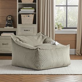 Large Corduroy Dusty Olive Modern Bean Bag Lounger
