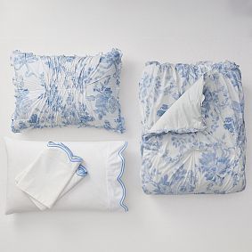 LoveShackFancy Garden Damask Smocked Comforter &amp; Sheet Set Twin XL Bed in a Bag