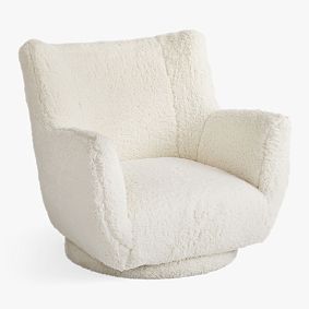 Sherpa Ivory Lennon Low Swivel Chair