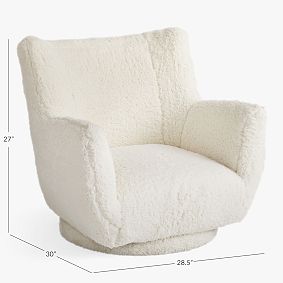 Sherpa Ivory Lennon Low Swivel Chair