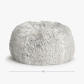 Large Gray Leopard Faux Fur Bean Bag Chair Slipcover Only